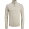 Jack & Jones Junior Oatmeal Melange Jjeemil Strikk Half Zip Noos Jnr