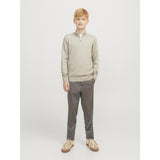 Jack & Jones Junior Oatmeal Melange Jjeemil Strikk Half Zip Noos Jnr