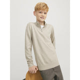 Jack & Jones Junior Oatmeal Melange Jjeemil Strikk Half Zip Noos Jnr