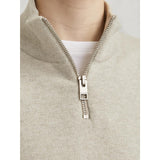 Jack & Jones Junior Oatmeal Melange Jjeemil Strikk Half Zip Noos Jnr