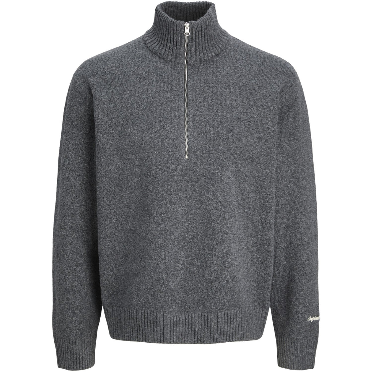 Jack & Jones Junior Dark Grey Melange Jornorrebro Strikk Half Zip Jnr