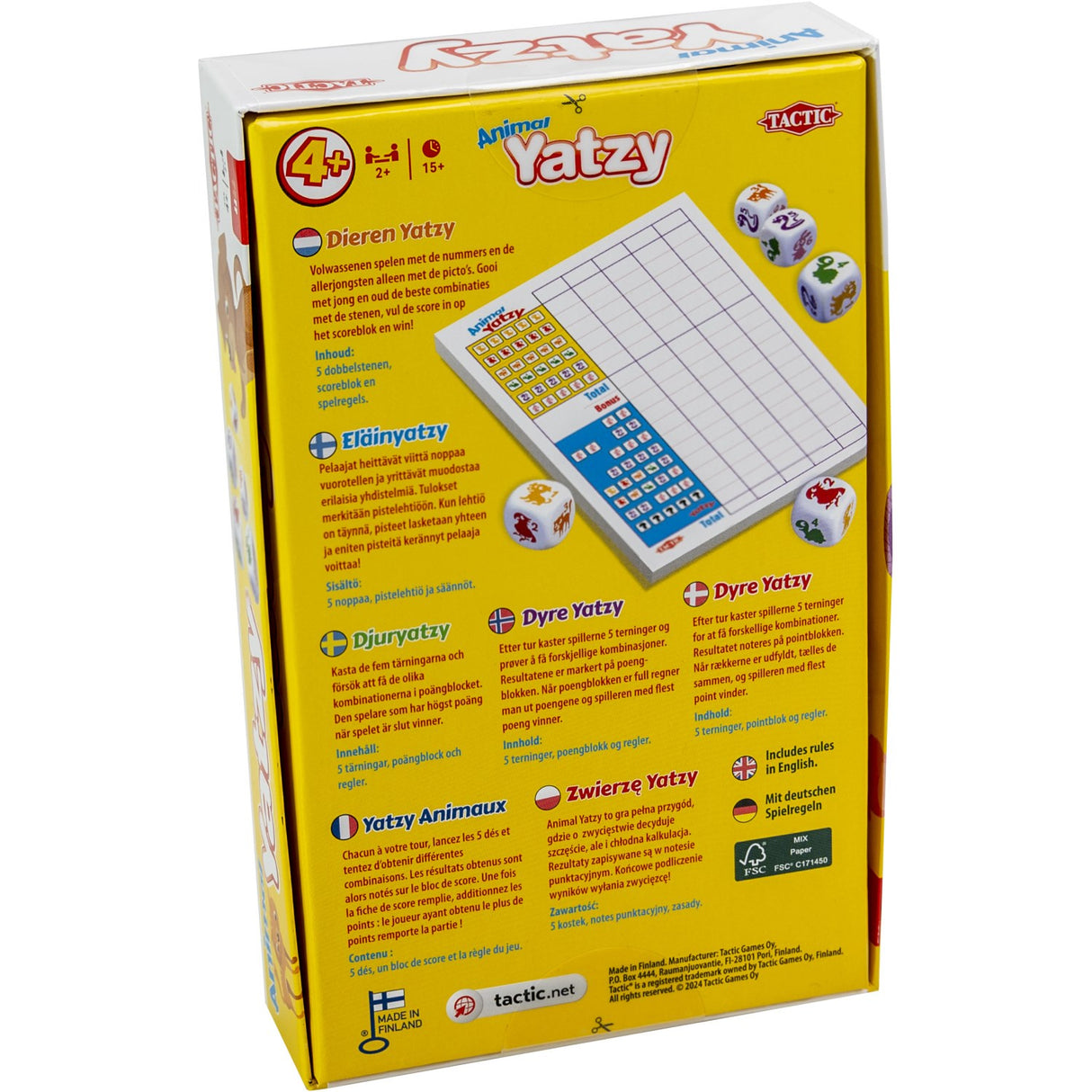 Tactic Games Yatzy Med Dyr Rejse Spill