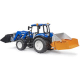 Bruder New Holland T5.120 Med Slip-On Frontlæsser, Tømningskasse Og Gafler.