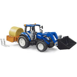 Bruder New Holland T5.120 Med Slip-On Frontlæsser, Tømningskasse Og Gafler.