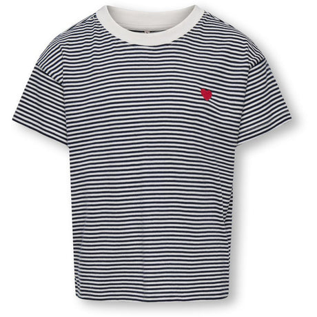 kids ONLY Cloud Dancer Sky Captain Y/D Stripes/ Red Heart Kogpisa Maiken Life Crop Ss Onl Jrs Noos