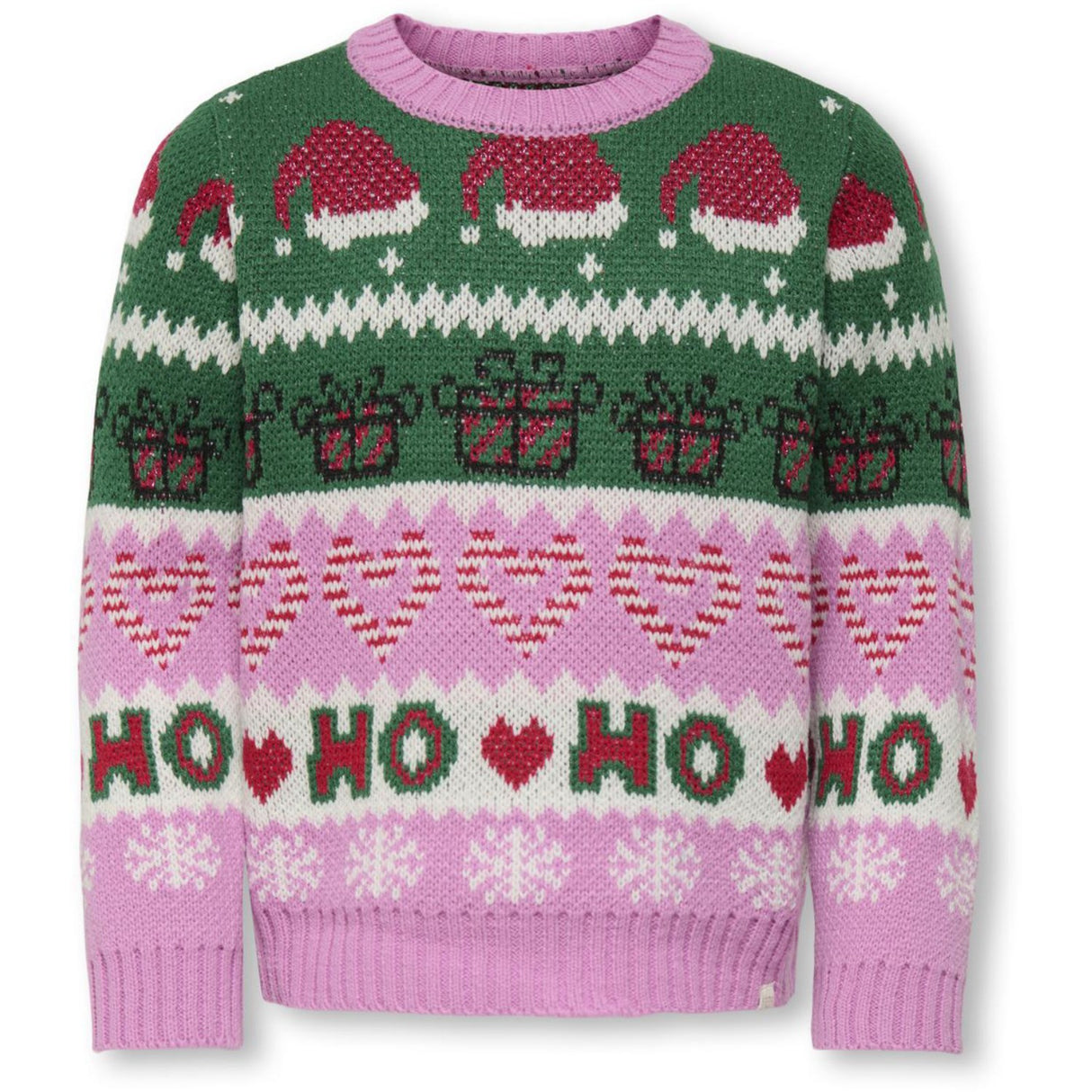 kids ONLY Fuchsia Pink W. Green Jacket/Cd/Salsa/Black Kmghoho X-Mas Ls Pullover Knt