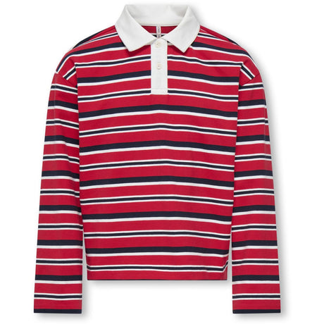 kids ONLY Salsa Night Sky/Cloud Dancer Kogruby Life L/S Boxy Polo Skjorte Jrs