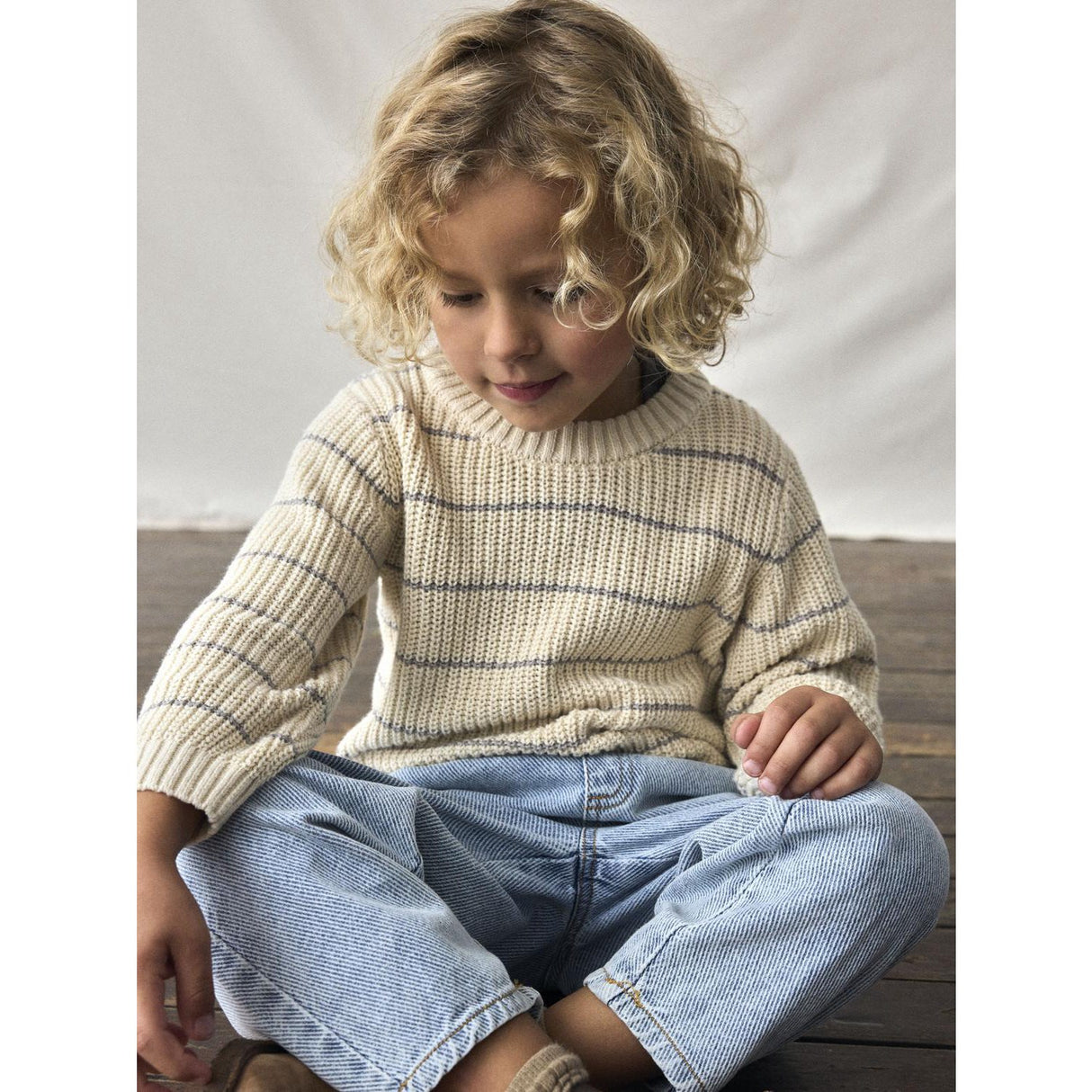 Lil'Atelier Turtledove Nmmemlen Ls Strikk Stripes Lil