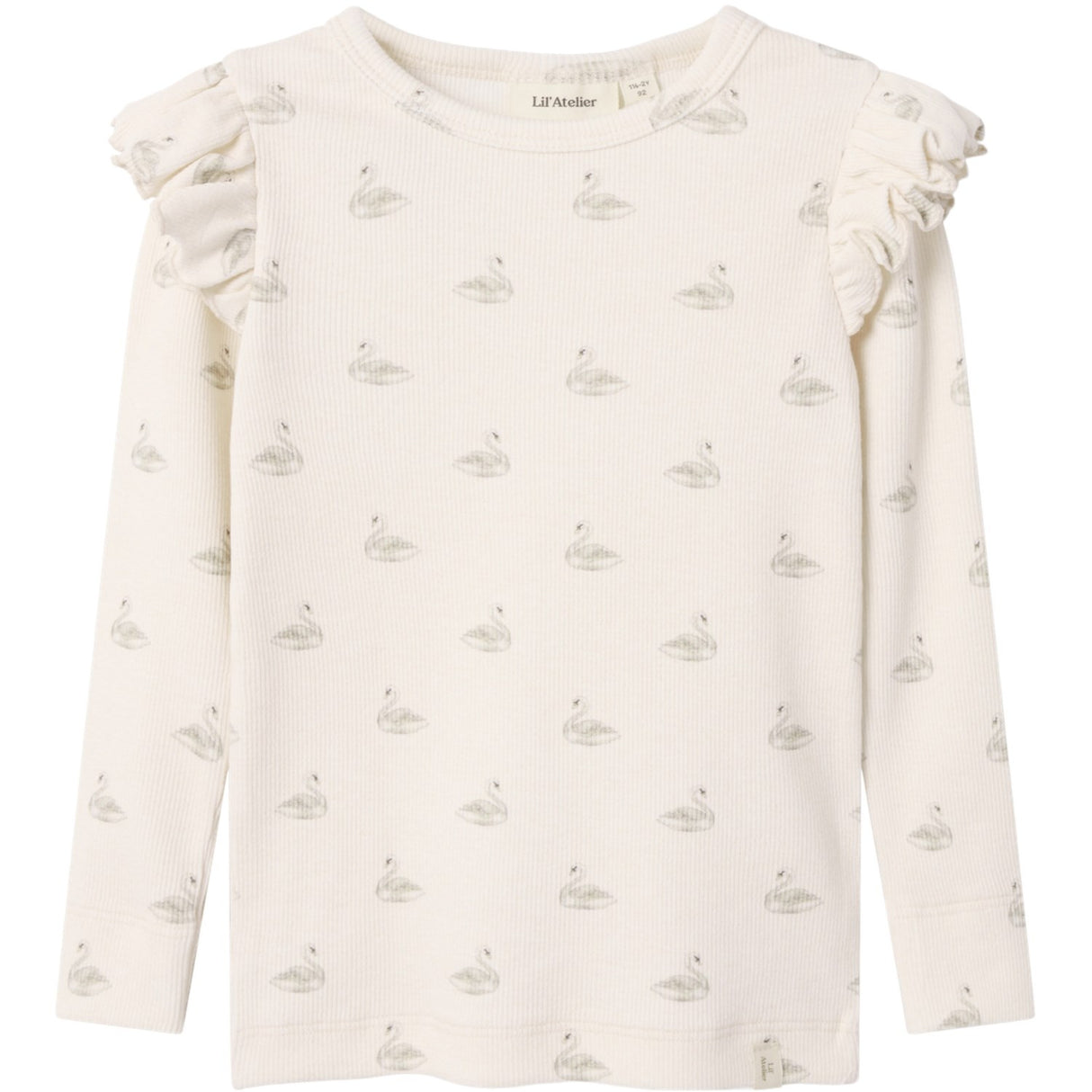 Lil'Atelier Pastel Parchment Swan Nmfgavo Eko Ls Slim Topp Lil Noos