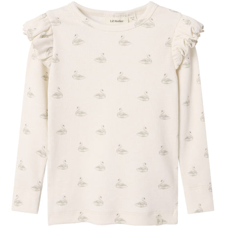 Lil'Atelier Pastel Parchment Swan Nmfgavo Eko Ls Slim Topp Lil Noos