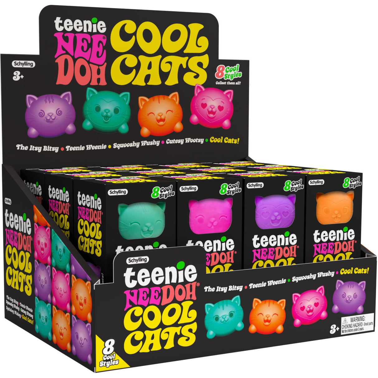 NeeDoh Teenie Cool Cats 3-Pakning Asst. CDU