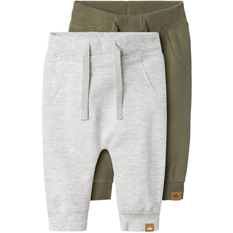 Name It Light Grey Melange Deep Lichten Green Nbntakki 2P Sweat Bukser Noos