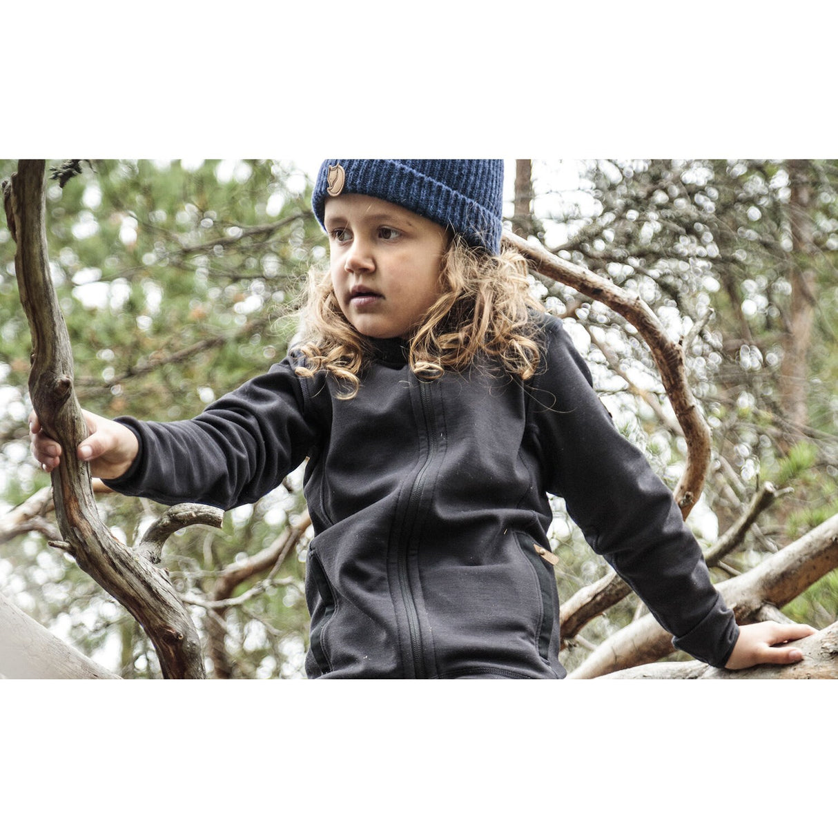 Fjällräven Dark Navy Kids Keb Fleece Hettegenser
