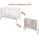 tiSsi® White Laquer Jori Sammenklappelig Seng Massiv Bøk