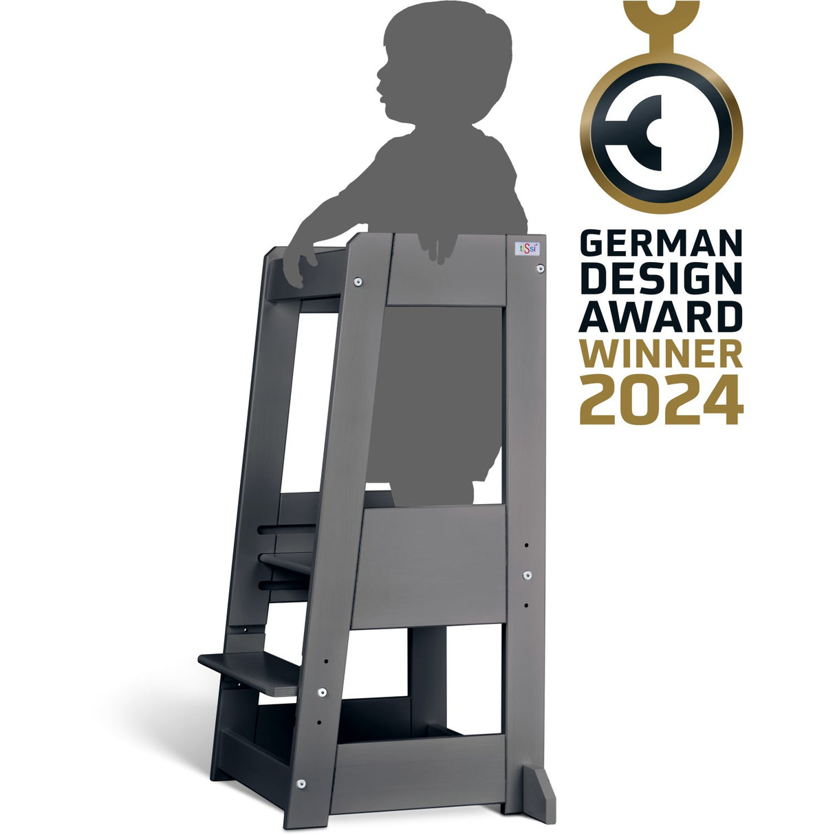 tiSsi® Grey Laquer Felix Læringstårn Massiv Bøk