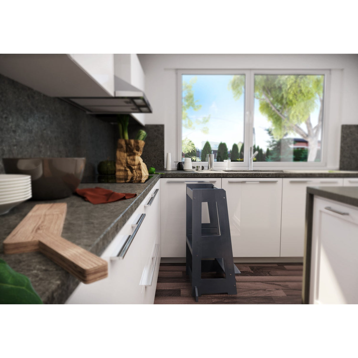 tiSsi® Grey Laquer Felix Læringstårn Massiv Bøk