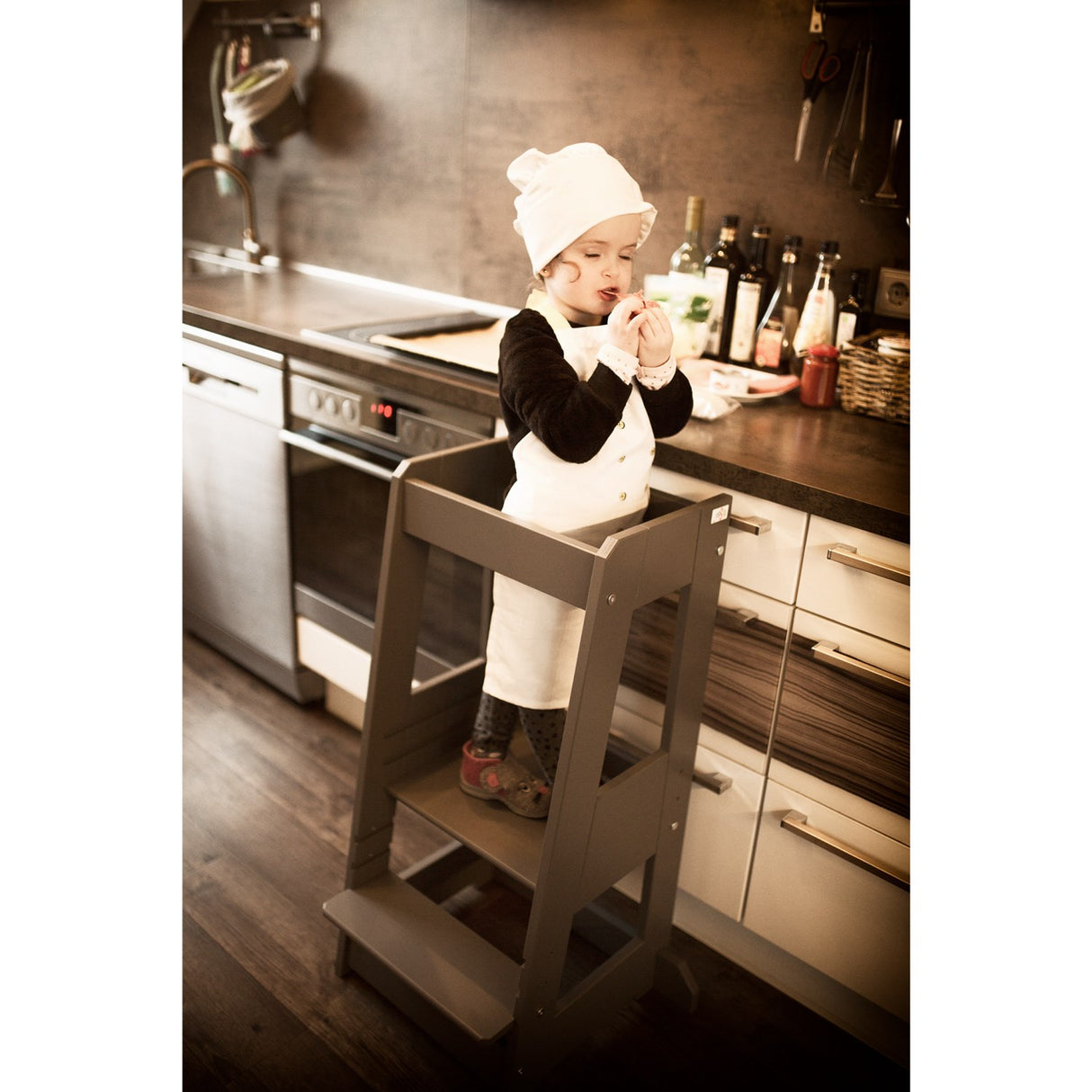 tiSsi® Grey Laquer Felix Læringstårn Massiv Bøk