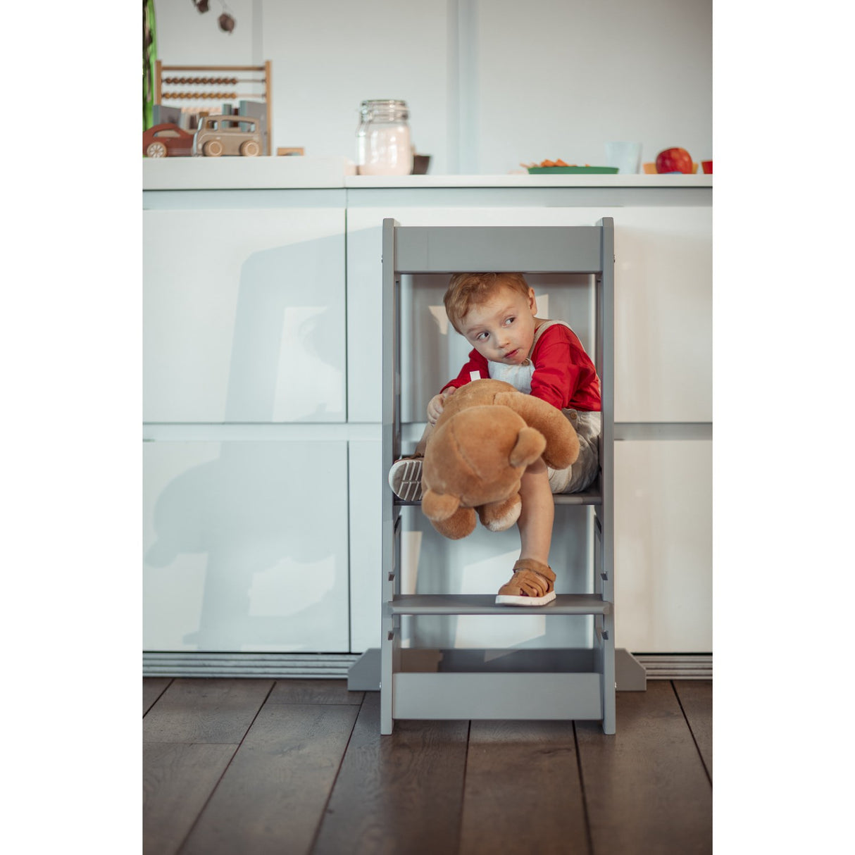 tiSsi® Stormy Grey Laquer Felix Læringstårn Massiv Bøk