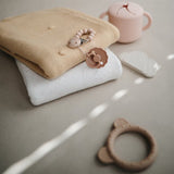 Mushie Pointelle Gray Melange Strikket Baby Teppe