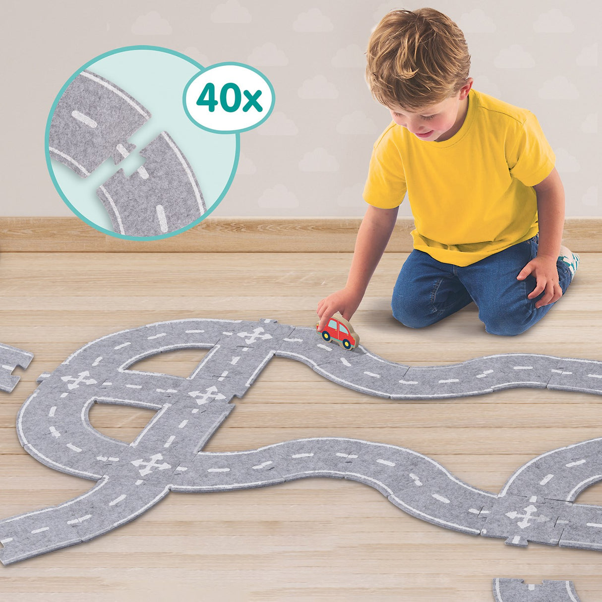 SES Creative Felt Road Surface, Med Bil 40 Deler