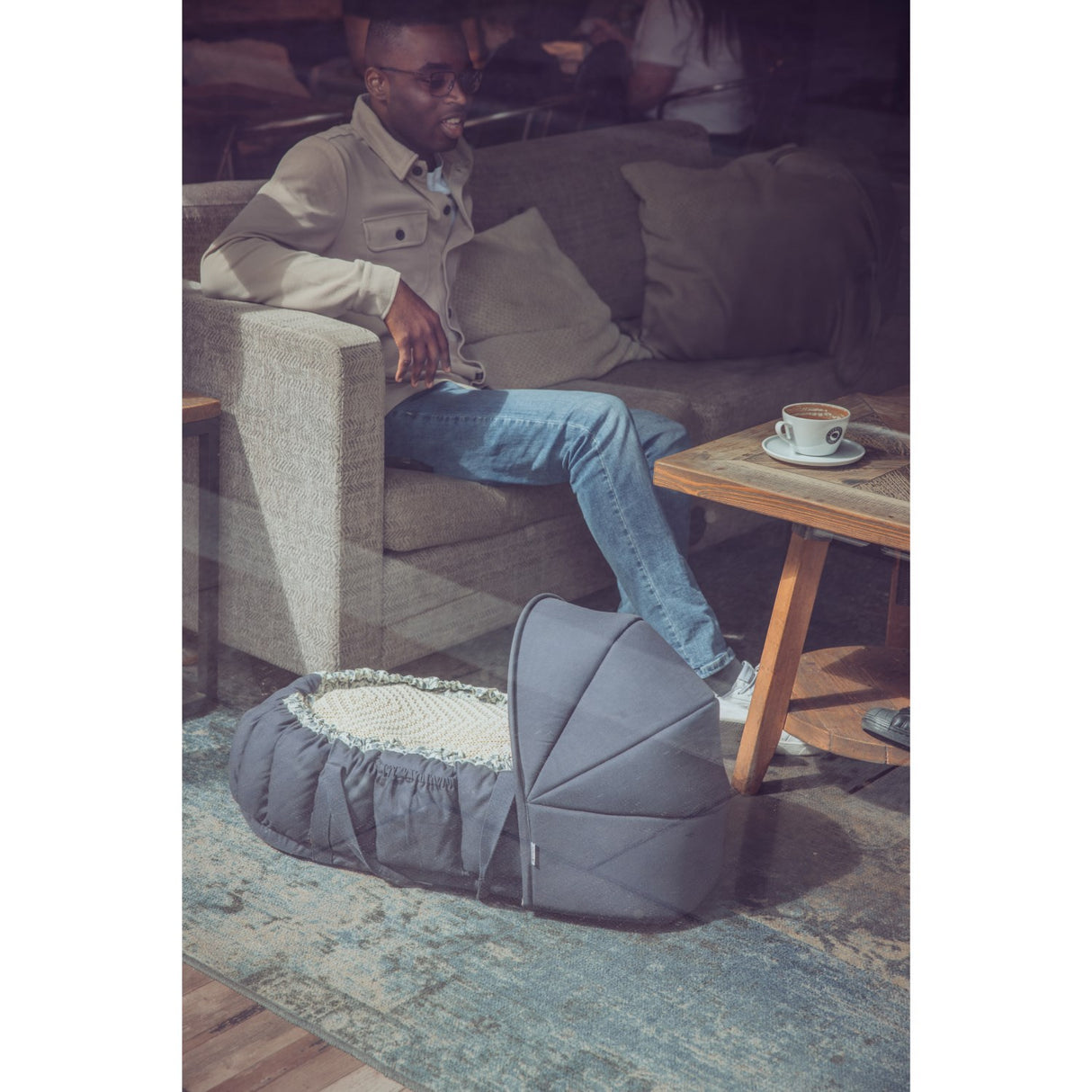 Sebra Blue Olive Hette For 3-In-1 Baby Nest