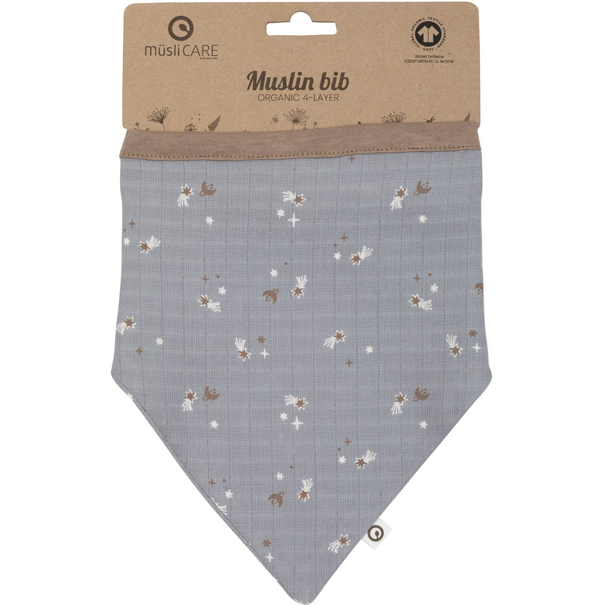 Müsli Jasmin Blue/ Balsam Cream/ Walnut Stars Muslin Smekke 2-Pakning