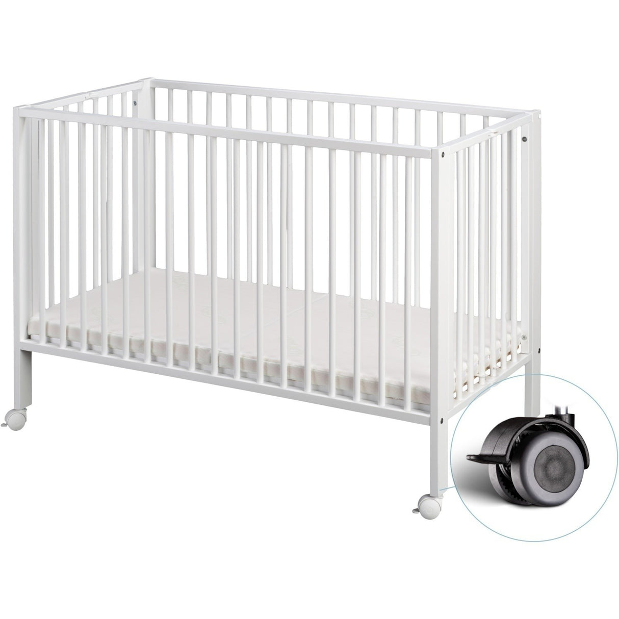 tiSsi® White Laquer Jori Sammenklappelig Seng Massiv Bøk