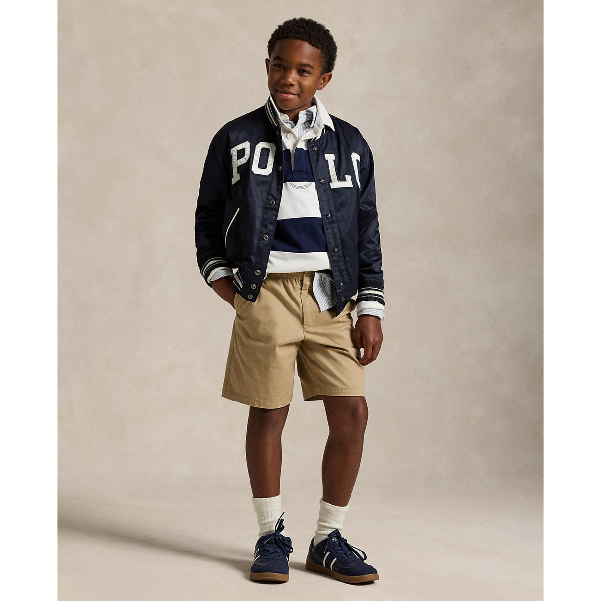 Polo Ralph Lauren White/Cruise Navy Boy Rugby L/S T-Shirt