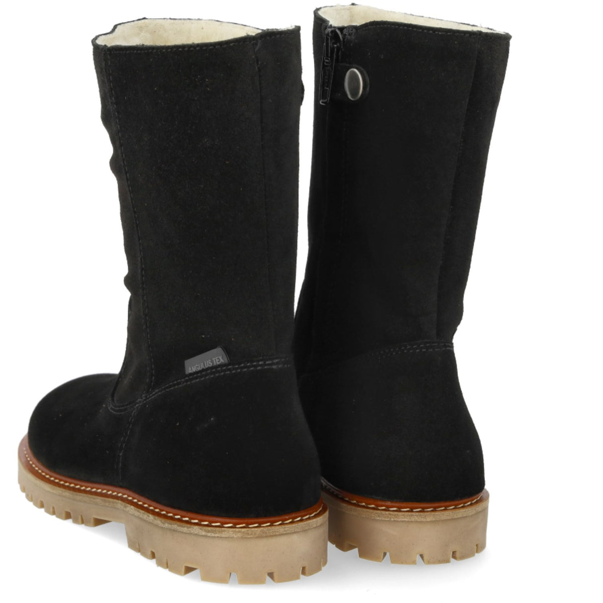 Angulus Svart Klassisk Mid-Rise Semsket Støvel