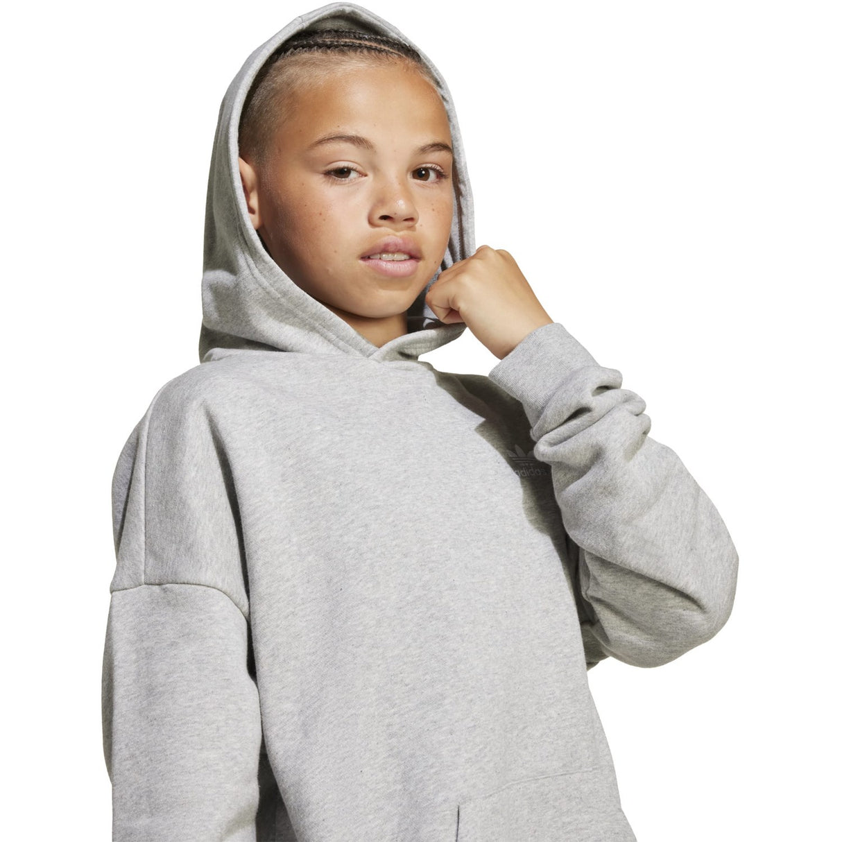 adidas Originals Medium Grey Heather/White Loose Hettegenser Fl