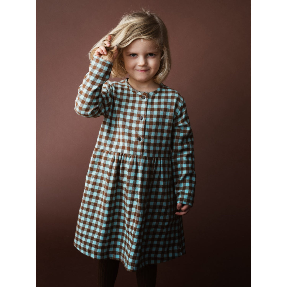 Serendipity Coffee Checks Brushed Kjole