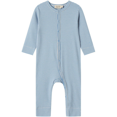 MarMar Modal Fine Rib Blue Stripe Ruka Onesies
