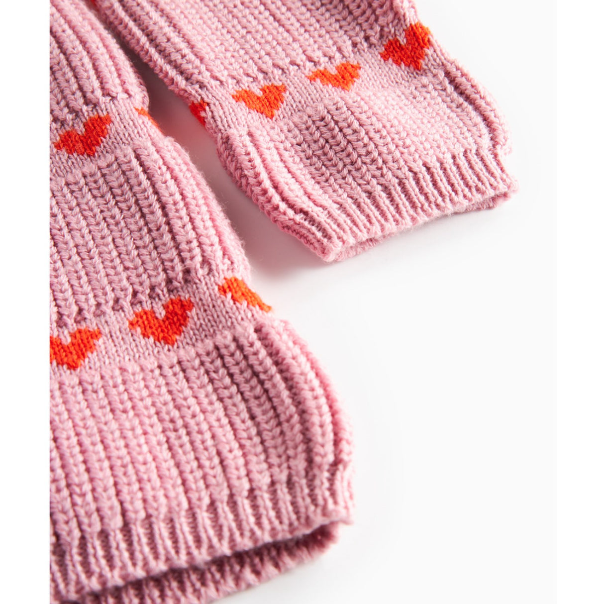 MarMar Light Cotton Wool Pattern Soft Berry Hearts Daso Strikk Kjole