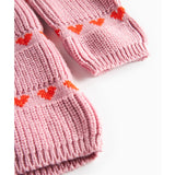 MarMar Light Cotton Wool Pattern Soft Berry Hearts Daso Strikk Kjole