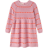 MarMar Light Cotton Wool Pattern Soft Berry Hearts Daso Strikk Kjole