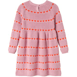 MarMar Light Cotton Wool Pattern Soft Berry Hearts Daso Strikk Kjole
