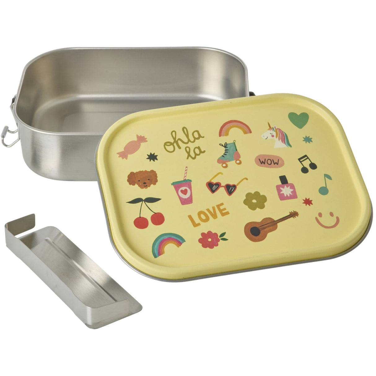 Rice Unicorn Love Print Stainless Steel Lunchbox With Moveable Divider Large 1400 Ml