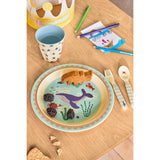 Rice Blue Ocean Print Kids Melamine Skje And Fork