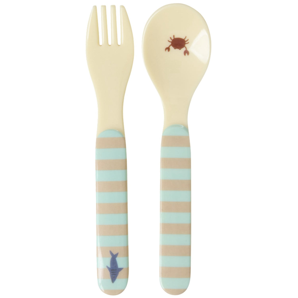 Rice Blue Ocean Print Kids Melamine Skje And Fork