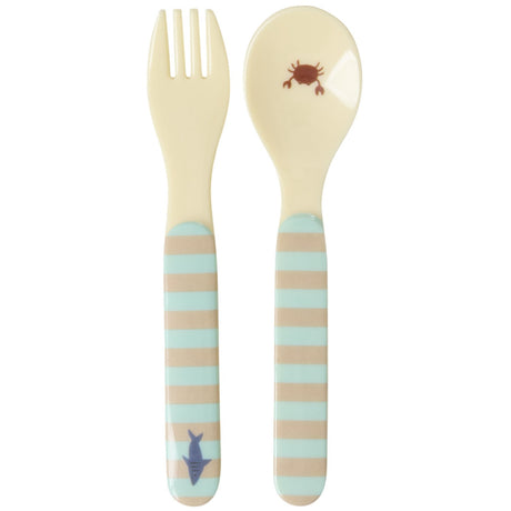 Rice Blue Ocean Print Kids Melamine Skje And Fork