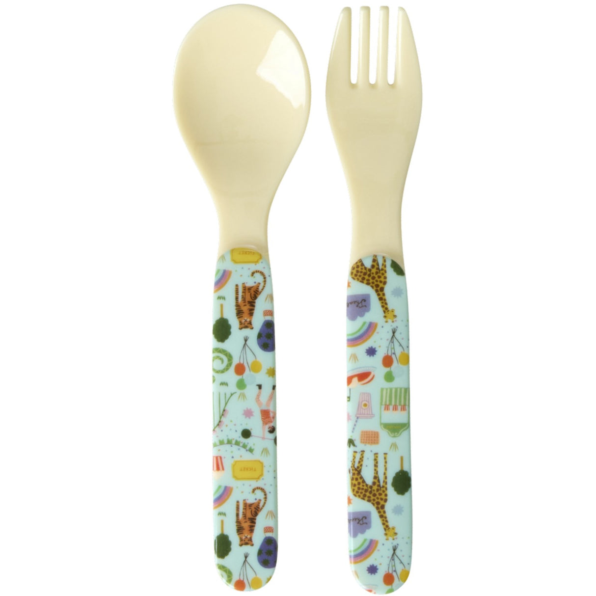 Rice Mint Fun Fair Print Baby Melamine Skje And Fork
