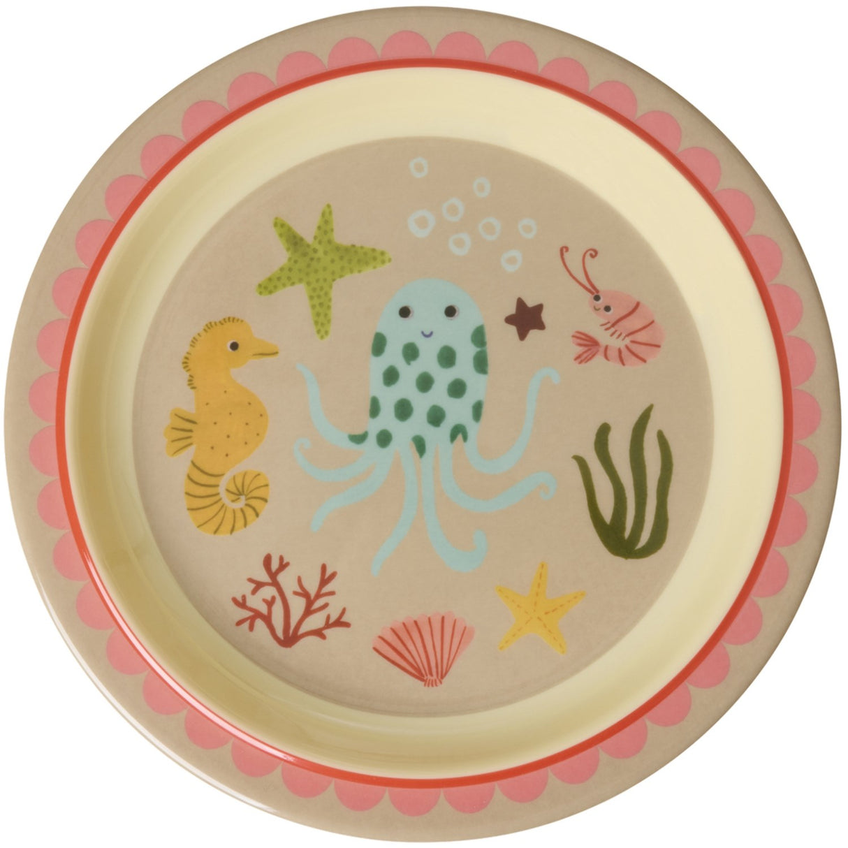 Rice Coral Ocean Print Melamine Kids Lunch Tallerken