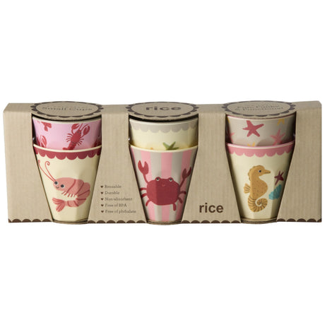 Rice Coral Ocean Print Melamine Cups Small 6 Pakke 160 Ml