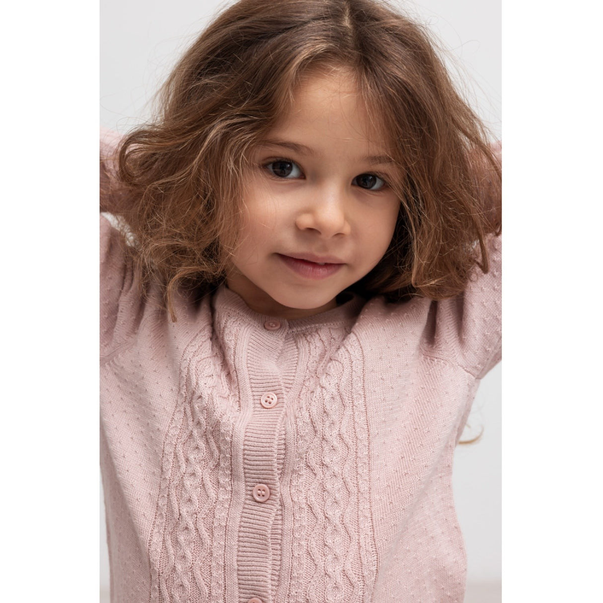 MarMar Modal Mix Cable Faded Rose Totti Strikk Cardigan
