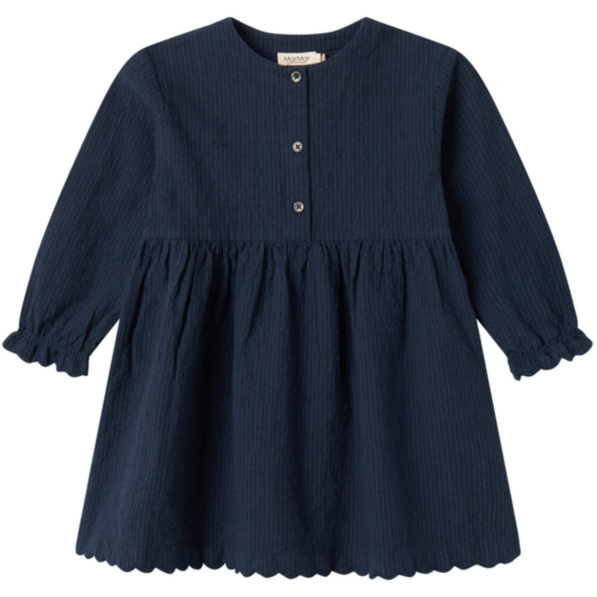 MarMar Chambray Dark Blue Stripe Dagmara Scallop Kjole
