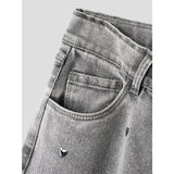 Name It Light Grey Denim Heart Studs Nkfrose Wide Jeans 5503-Ya N