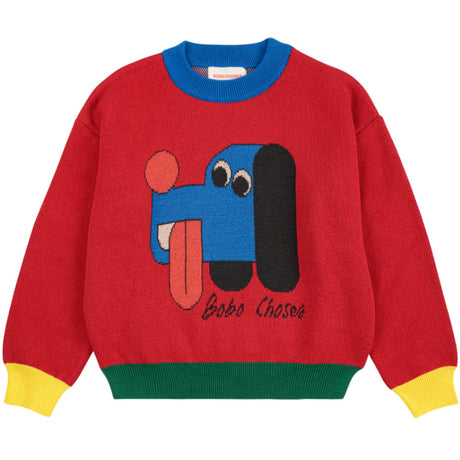 Bobo Choses Red Doggy Mate Jacquard Jumper