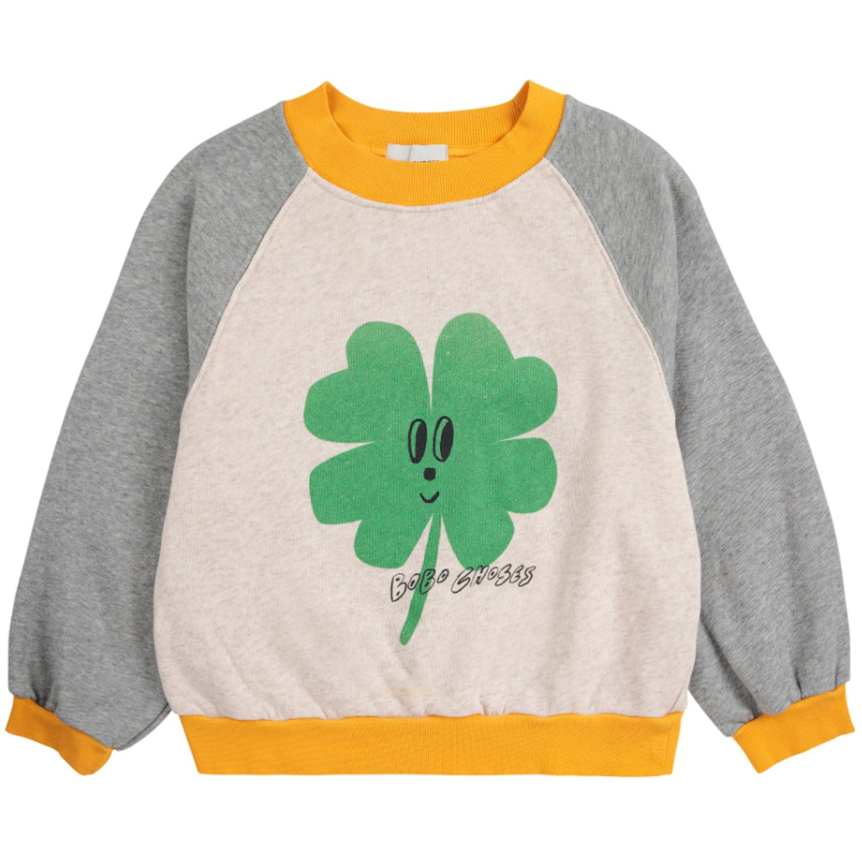 Bobo Choses Heather Grey Lucky Clover Ranglan Collegegenser