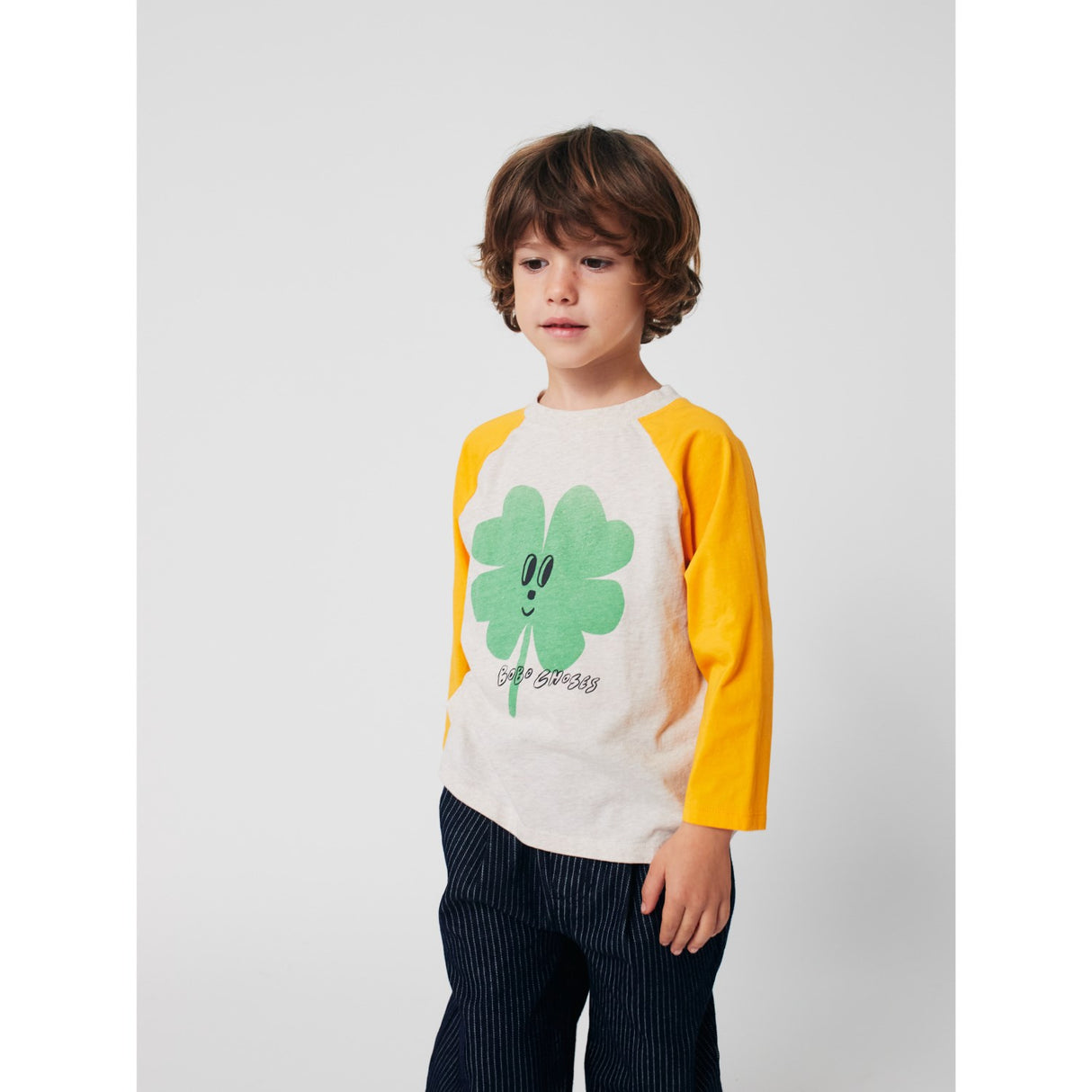 Bobo Choses Yellow Lucky Clover Ranglan Ermer T-Shirt