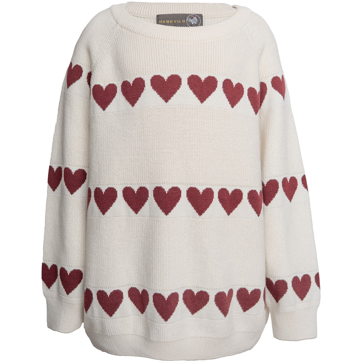 Hanevild Ivory Red Heart Bluse